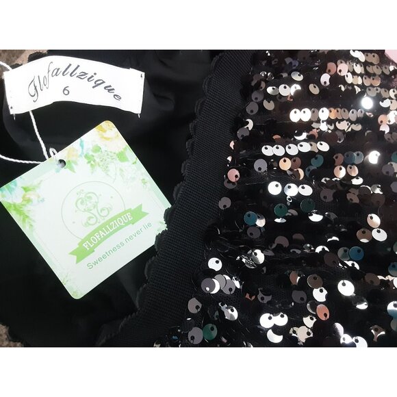 Girls Black Sequin Lined Skirt With Scalloped Waistband Size 6 Dance Dress Up - Picture 7 of 7